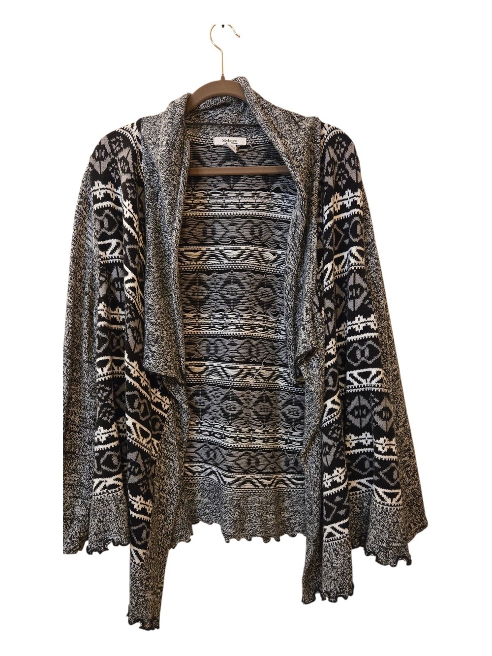 Style & Co. Cozy Open-Front Fair Isle Cardigan Sweater - Plus Size 3X Boho/Aztec
